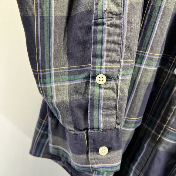 Ralph Lauren Men's Shirt XL Gray Blue Green Pony Plaid Long Sleeve Blake Button - Picture 5 of 8
